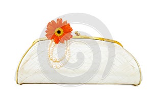 Vintage Mother of Pearl evening bag on white
