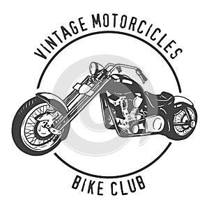 Vintage Motor Club Sign and Label on white background. Emblem of bikers and riders.
