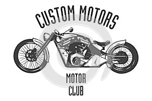 Vintage Motor Club Sign and Label on white background. Emblem of bikers and riders.