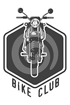 Vintage Motor Club Sign and Label on white background. Emblem of bikers and riders.