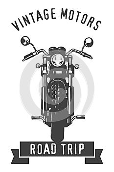 Vintage Motor Club Sign and Label on white background. Emblem of bikers and riders.