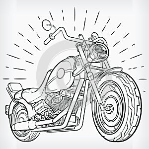 Vintage Motorcycle Doodle Chopper Handdrawing Sketch Biker Vector