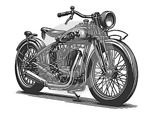 Vintage Motorcycle engraving vector illustration photo