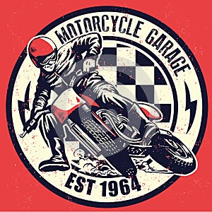 VIntage motorcycle garage design with dirty texture photo