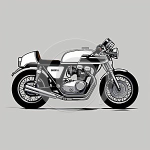 Vintage Motorcycle Graphic With Dark White And Light Gray Style