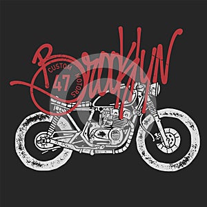 Vintage Motorcycle hand drawn vector print design