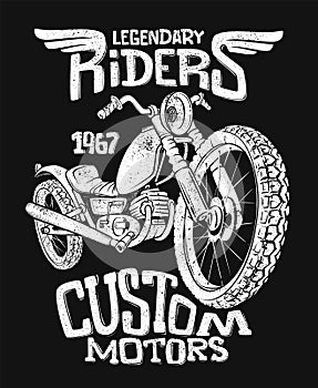 Vintage Motorcycle hand drawn vector t-shirt print