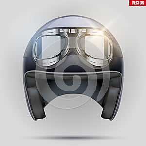 Vintage motorcycle helmet with goggles