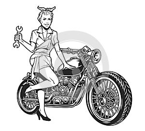 Vintage motorcycle monochrome concept