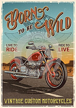 Vintage motorcycle poster photo