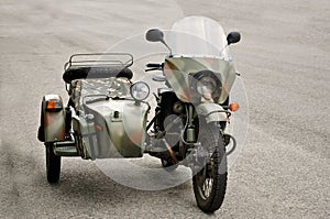 Vintage motorcycle with sidecar