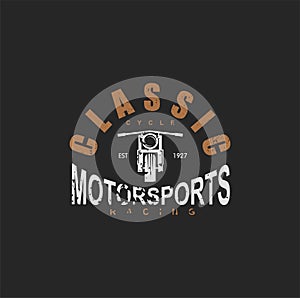 Vintage Motorcycle Sport Silhouette And Design Elements.Logo Motorcycle Community.Motorcycle Workshop.Motorsport Racing Vintage