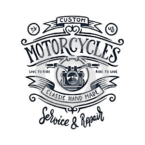 Vintage motorcycle t-shirt graphics. Vector illustration.