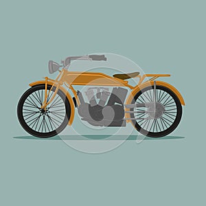 Vintage motorcycle vector illustration. Old retro bike. Old school motor vehicle.