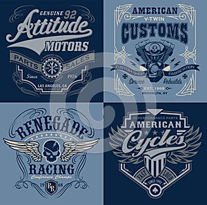 Vintage motorsport emblem t-shirt graphics