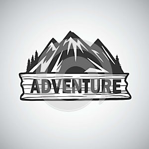 Vintage Mountain Campfire Adenture Logo Vector Illustration Design