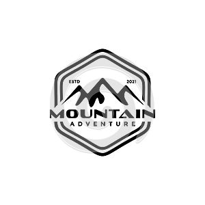 Vintage Mountain Peaks Logo Vector Design, Creative Logos Designs Concept for Template