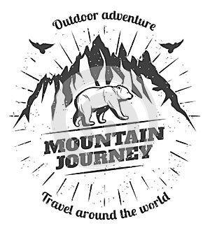 Vintage Mountain Travel Logo