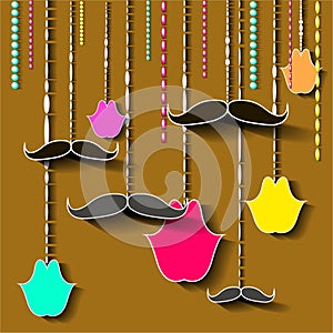 Vintage moustache and lips card design