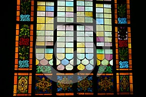 Vintage multi-colored stained glass window