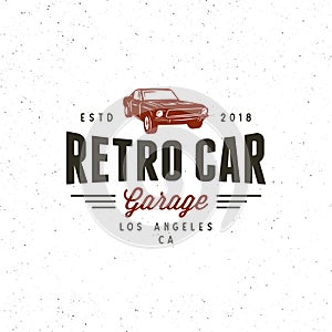 Vintage muscle car garage logo. vector illustration