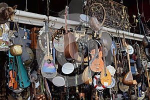 Vintage musical instruments antique objects