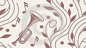 Vintage Musical Instruments and Notes Seamless Pattern, vector design Generative AI