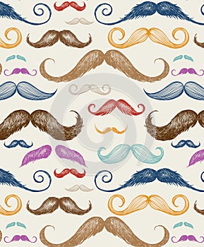 Vintage Mustache Seamless Pattern