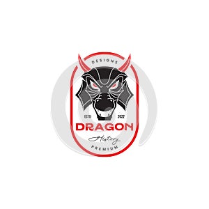 Vintage myth dragon angry logo design