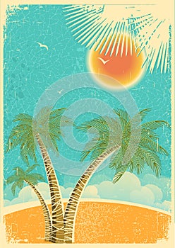 Vintage nature tropical island and sea background