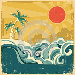 Vintage nature tropical seascape background with p photo