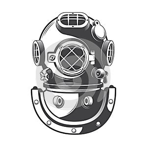 Vintage nautical diving helmet vector