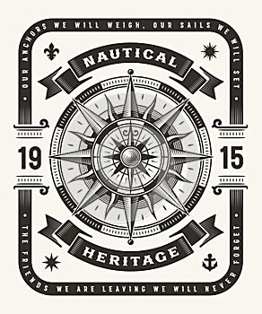 Vintage Nautical Heritage Typography One Color