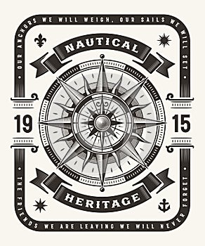 Vintage Nautical Heritage Typography One Color photo
