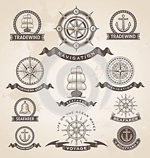 Vintage nautical marine label set.