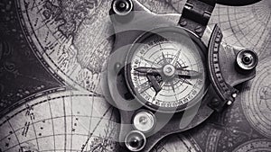 Vintage Compass On World Map