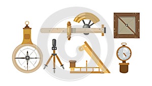 Vintage Nautical Navigation Instruments Set Design, vector design Generative AI