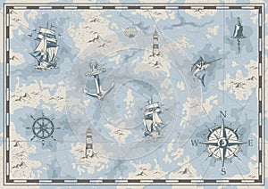 Vintage nautical old map concept
