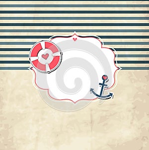 Vintage nautical scrap template with photo frame