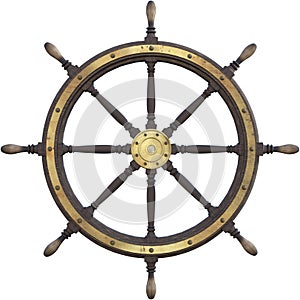 Vintage Nautical Ship Wheel Isolated