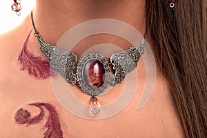 Vintage necklace red gem