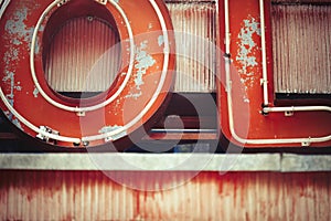 Vintage neon sign and letters background