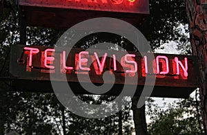 Vintage Neon Signs Near Motel and Cabins in Rural East Texas