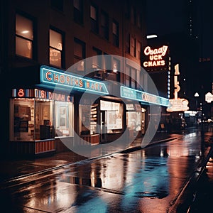 Vintage Neon Signs and Storefronts at Blue Hour