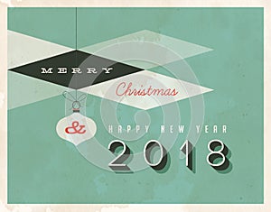 Vintage 2018 New Year`s Eve greeting card.