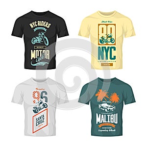 Vintage New York bikers club vector logo t-shirt mock up set.