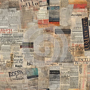 Vintage Newspaper Clippings Collage Texture Background