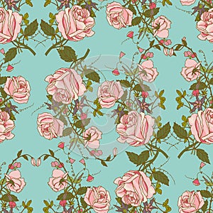 Vintage floral seamless color pattern vector design illustration