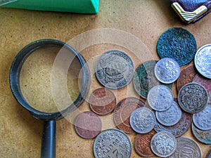 Vintage. Numismatists. Coins. Ancient coins.