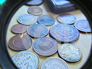 Vintage. Numismatists. Coins. Ancient coins.